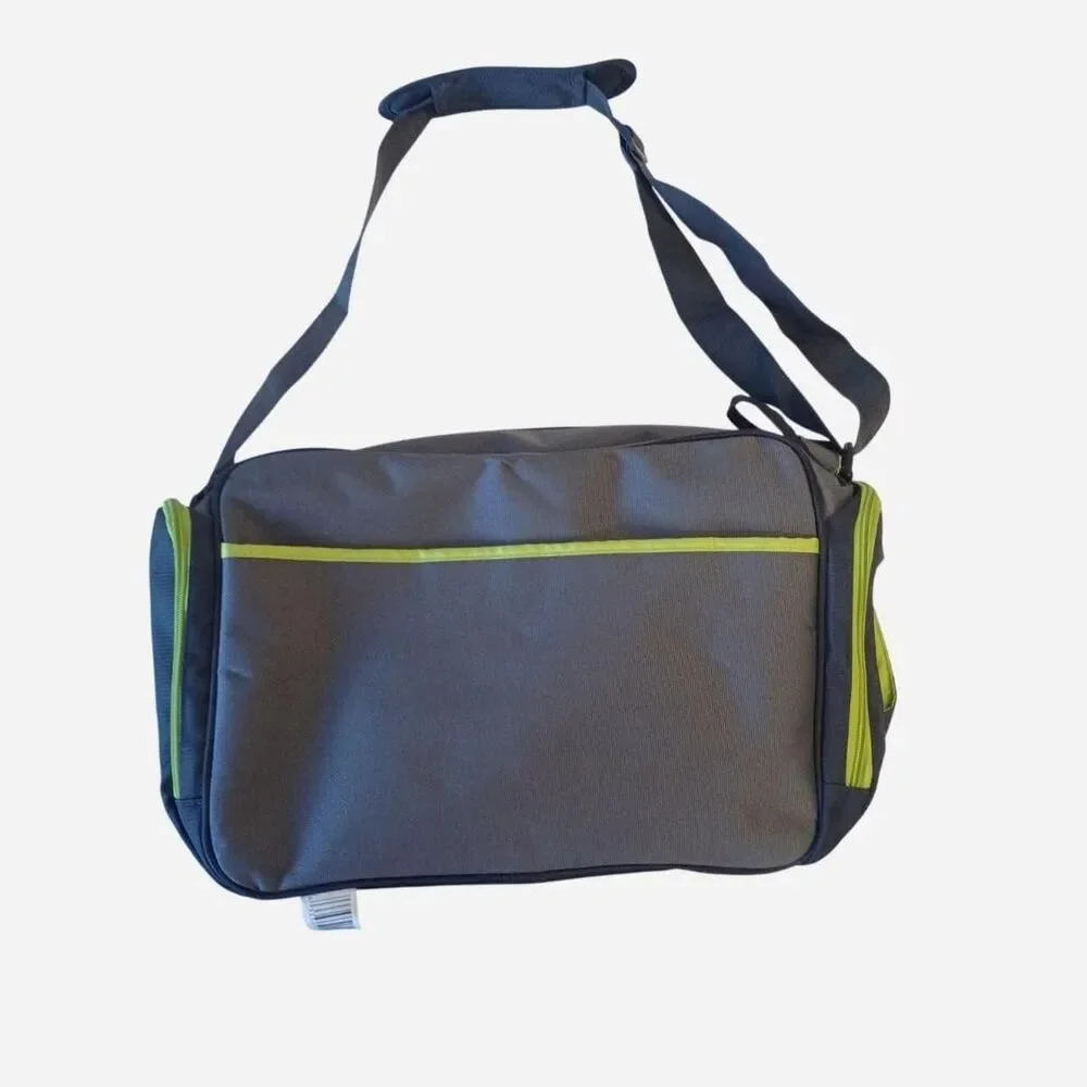 Eddie Bauer First Adventure Messenger Diaper Bag Gray Lime